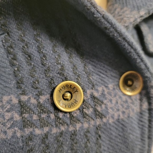 Hurley Blue Gray Plaid Double Breasted Detachable Hood Jacket Womens Size Small - Picture 3 of 11